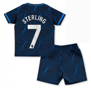 Chelsea Raheem Sterling #7 kläder Barn 2023-24 Bortatröja Kortärmad (+ korta byxor)